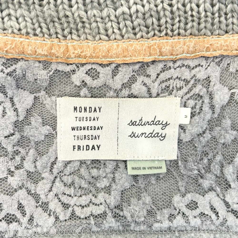 Anthropologie Grey Zip-up Motorcycle Style Sweater - size Medium - Picture 8 of 9